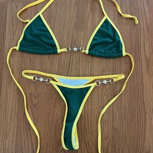 Green and Yellow Bikini Set